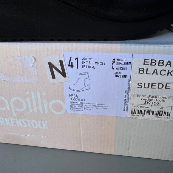 Birkenstock Papillio Ebba Wedge Boots Women’s 10US or 41EU Black Suede Leather - Picture 13 of 13